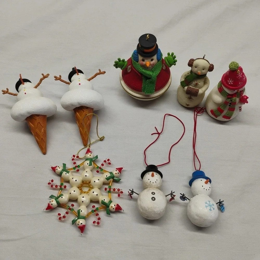Hallmark Snowman Ornament 8pc Lot 2003-2005 Ornaments Christmas Tree Snowmen VTG